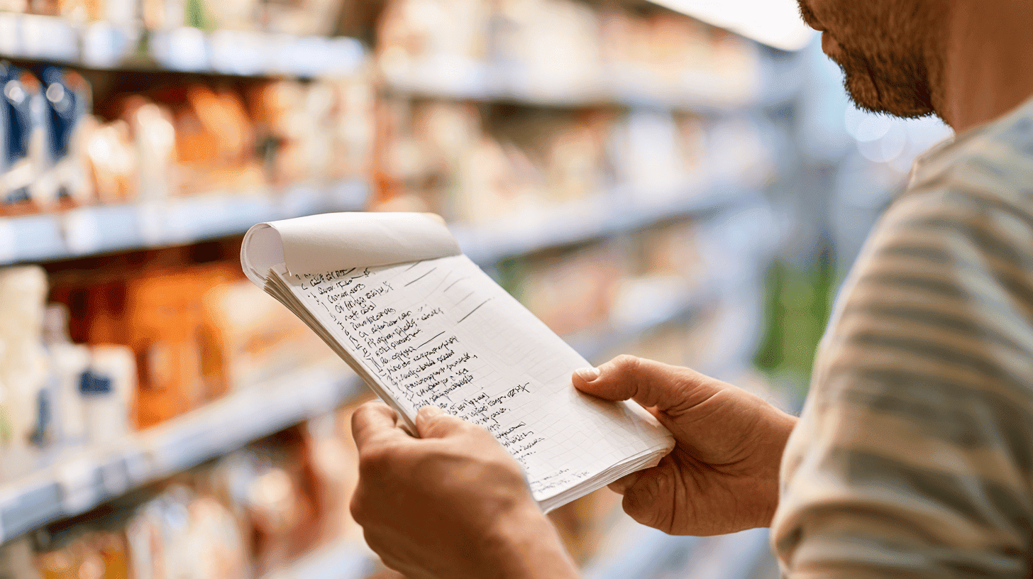 boodschappenlijstje in supermarkt