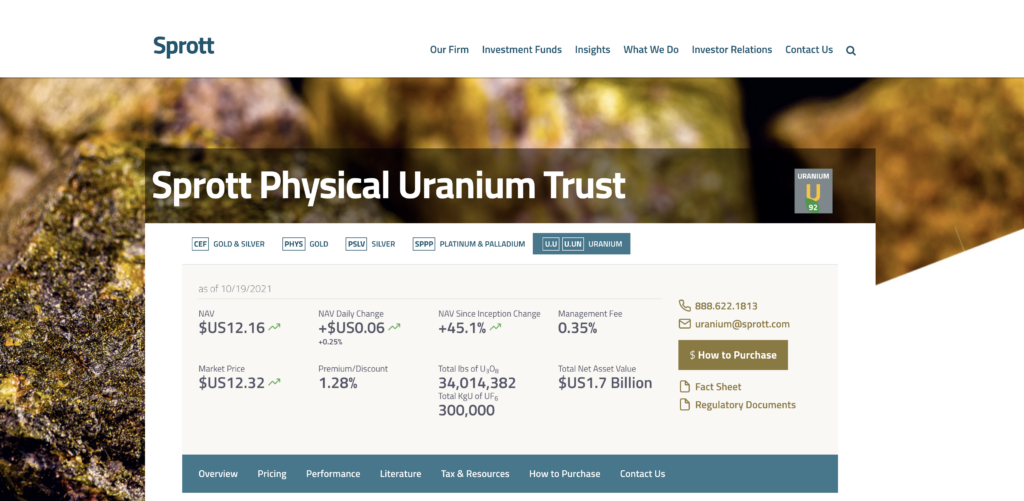 sprott physical uranium trust