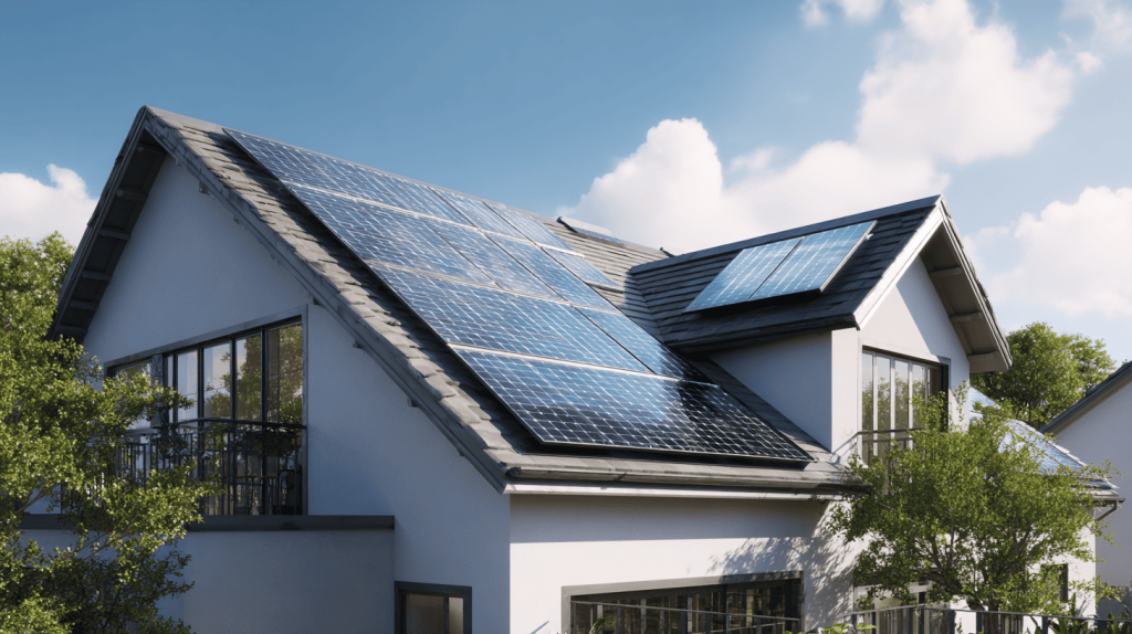 Zonnepanelen op het dak van een huis