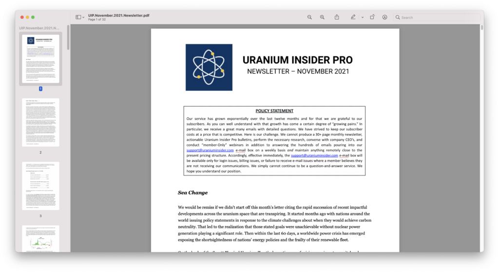 uranium insider pro nieuwsbrief