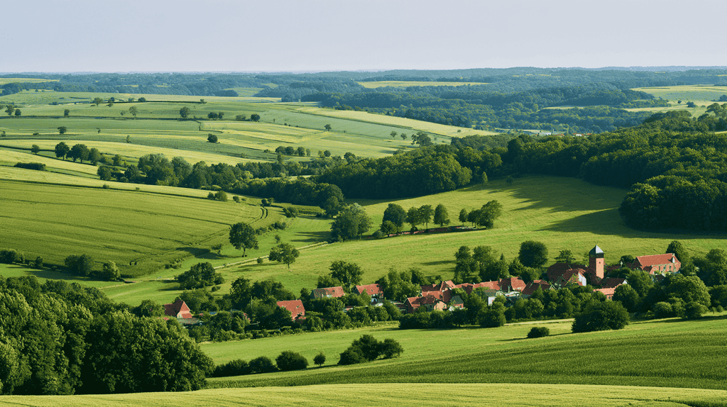 Dorp tussen groene heuvels in Zuid-Limburg